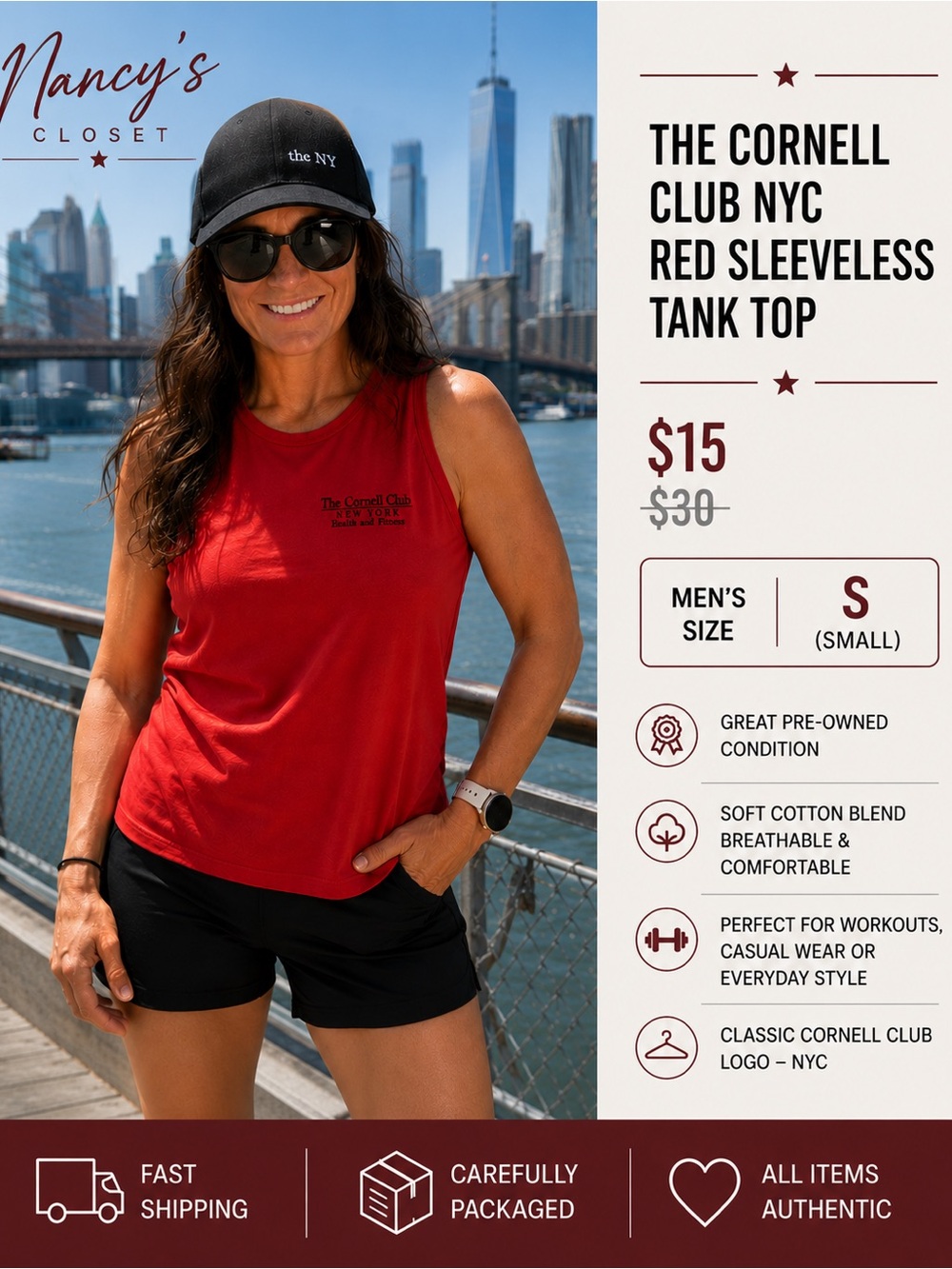 The Cornell Club NYC Red Sleeveless Tank Top